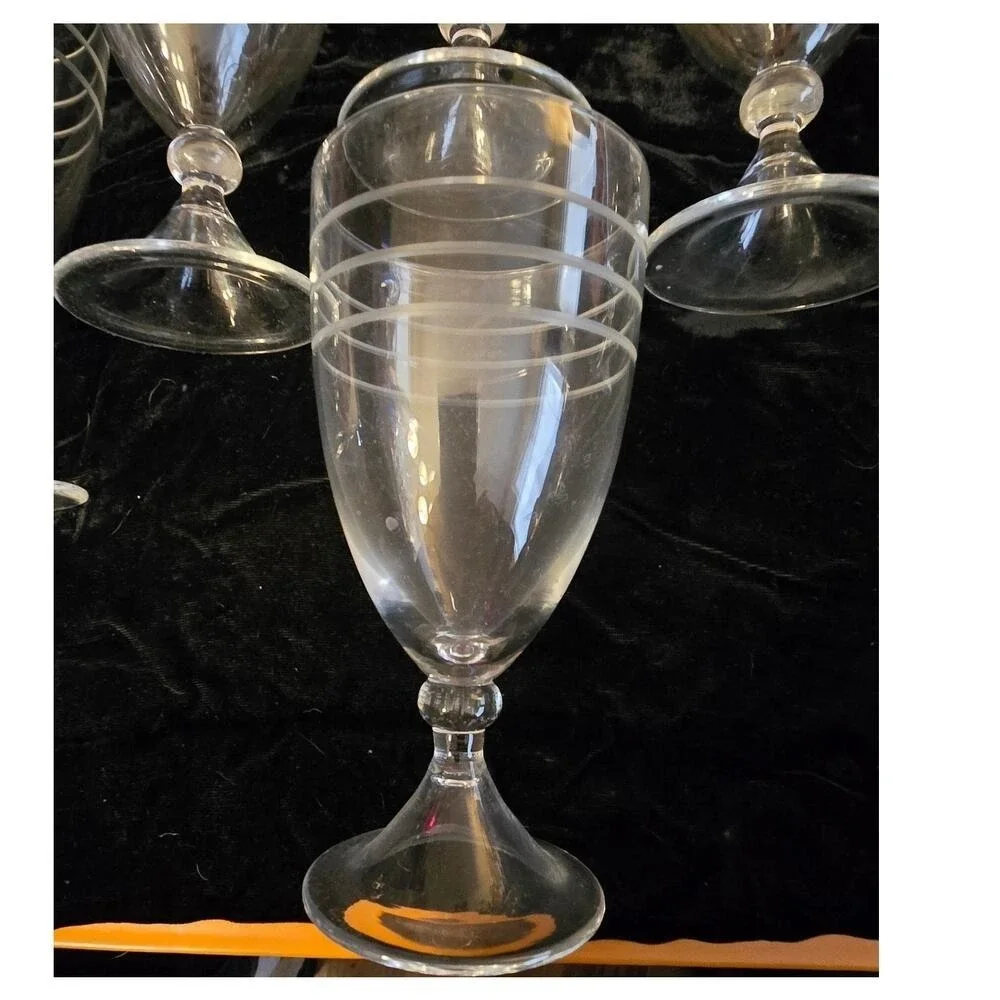 Daniel Cremieux Etched Wine Glasses Set‎ of 6 EUC